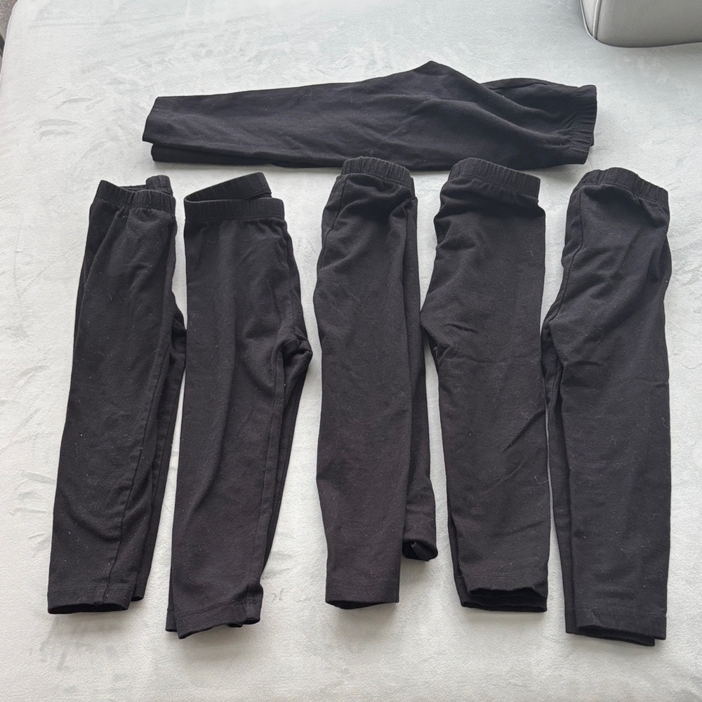 Bundle of Six Pairs Kids Black Old Navy Leggings, Size 2T